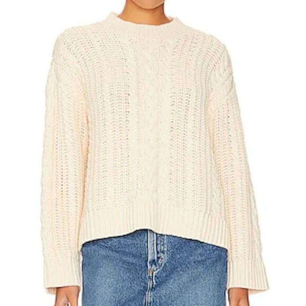 REVOLVE Tularosa | XS | Dorinda Cream Cable Knit Sweater oversized crew neck